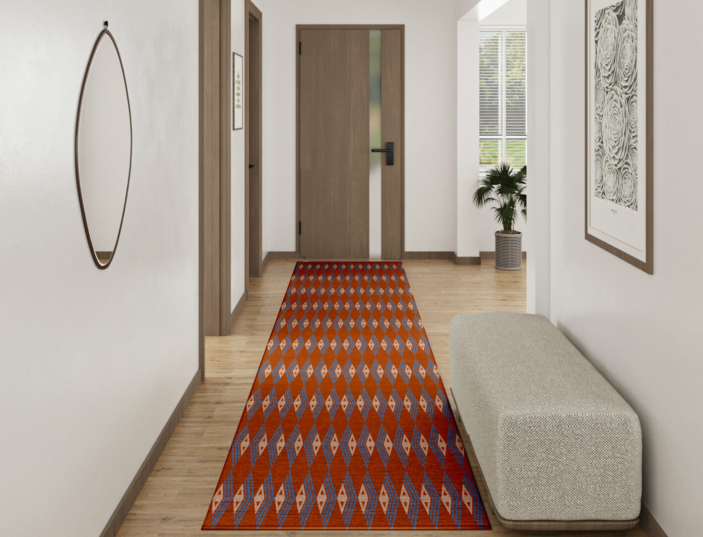 Calculus Geometric Runner Hand Knotted Tibetan Wool Custom Rug by Rug Artisan