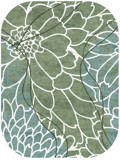 Calendula Field of Flowers Oblong Hand Knotted Bamboo Silk Custom Rug by Rug Artisan