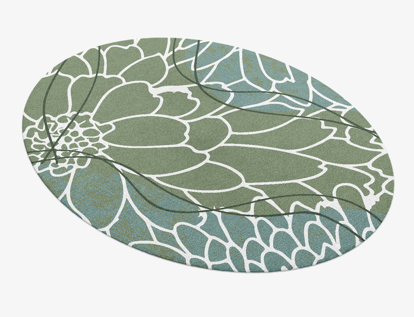 Calendula Field of Flowers Oval Hand Knotted Tibetan Wool Custom Rug by Rug Artisan
