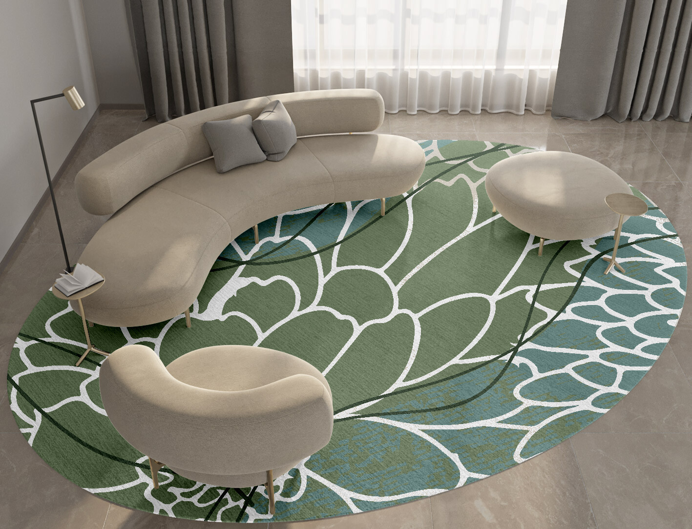 Calendula Field of Flowers Oval Hand Knotted Tibetan Wool Custom Rug by Rug Artisan
