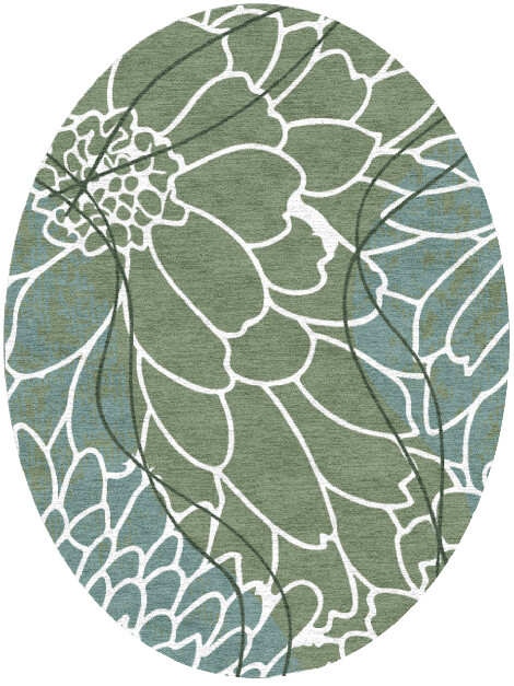 Calendula Field of Flowers Oval Hand Knotted Tibetan Wool Custom Rug by Rug Artisan