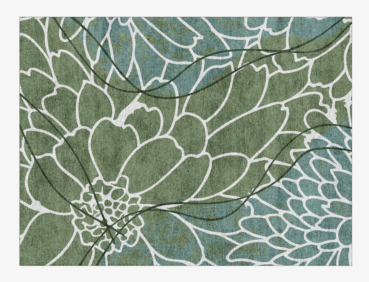 Calendula Field of Flowers Rectangle Hand Knotted Bamboo Silk Custom Rug by Rug Artisan