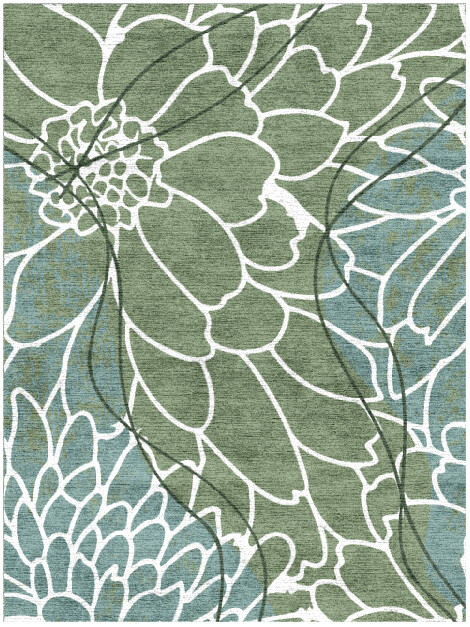 Calendula Field of Flowers Rectangle Hand Knotted Bamboo Silk Custom Rug by Rug Artisan