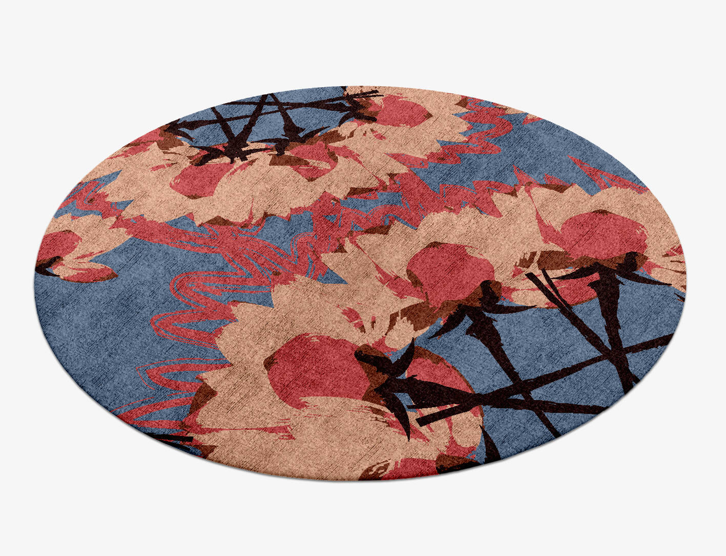 Calla Floral Round Hand Knotted Bamboo Silk Custom Rug by Rug Artisan