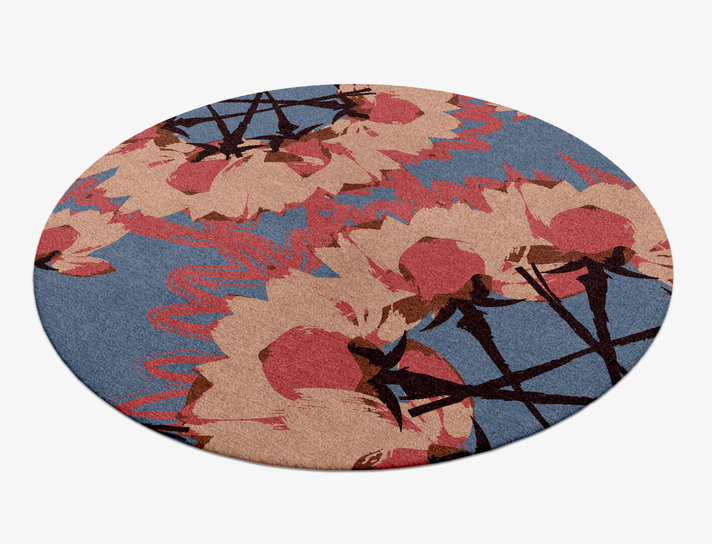 Calla Floral Round Hand Knotted Tibetan Wool Custom Rug by Rug Artisan