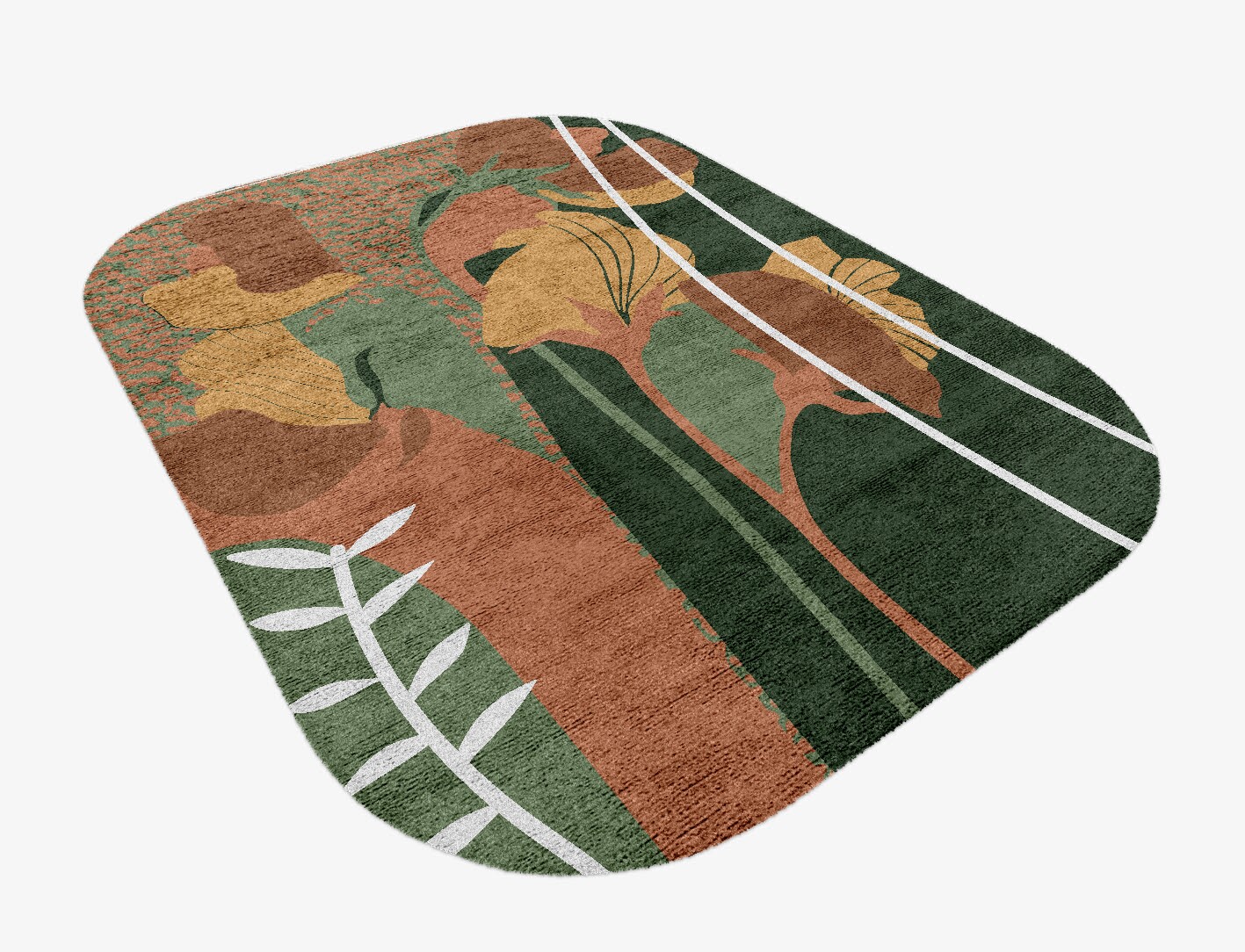 Calotropis Field of Flowers Oblong Hand Knotted Bamboo Silk Custom Rug by Rug Artisan