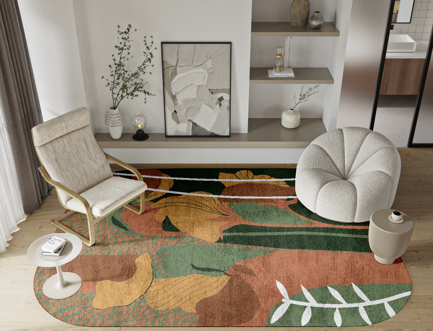 Calotropis Field of Flowers Oblong Hand Knotted Bamboo Silk Custom Rug by Rug Artisan