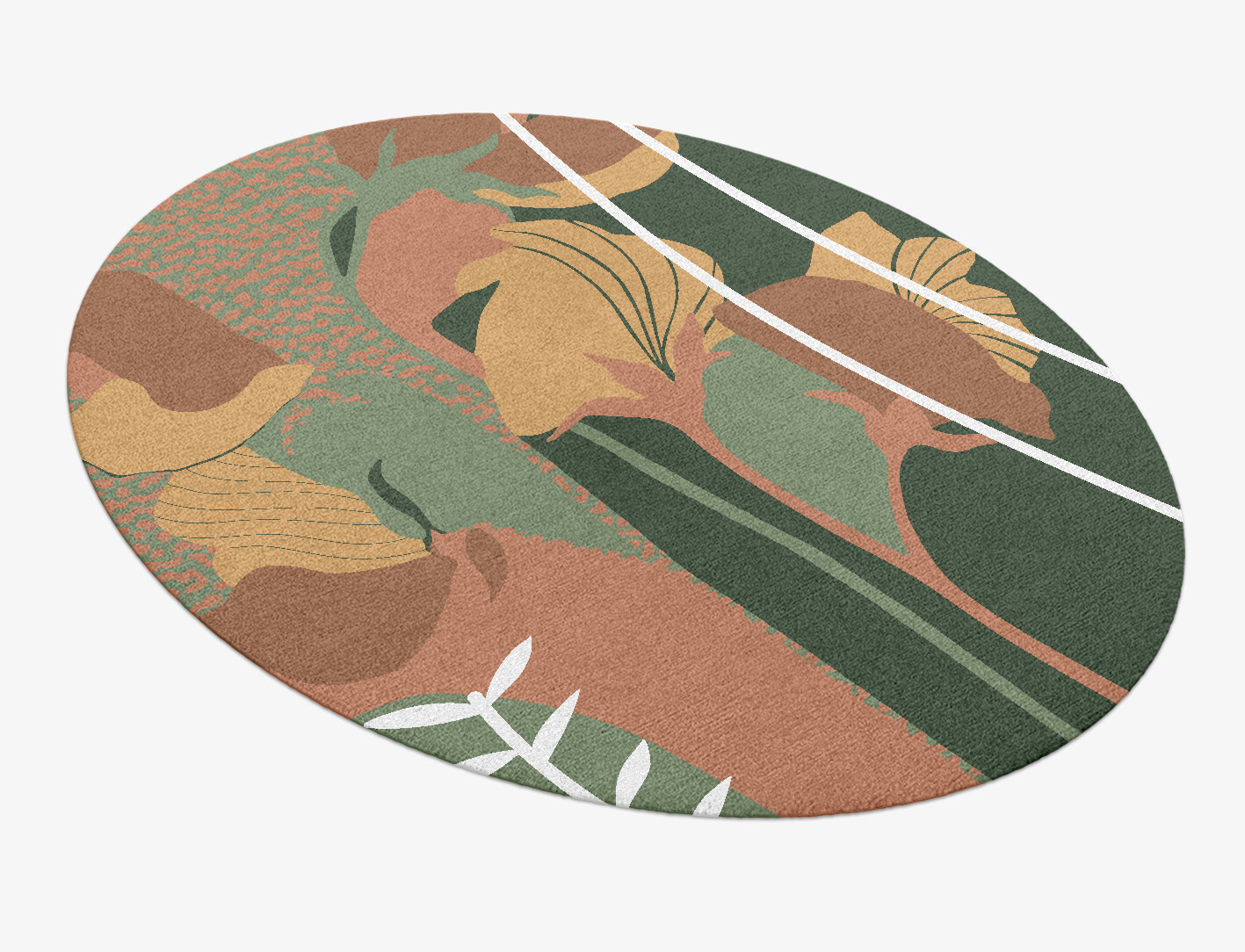 Calotropis Field of Flowers Oval Hand Knotted Tibetan Wool Custom Rug by Rug Artisan