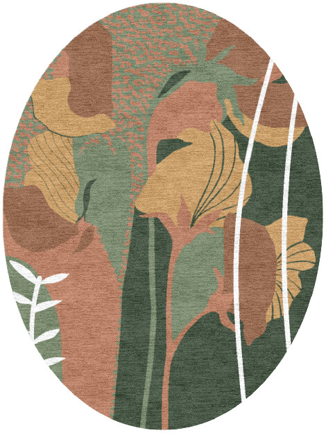 Calotropis Field of Flowers Oval Hand Knotted Tibetan Wool Custom Rug by Rug Artisan