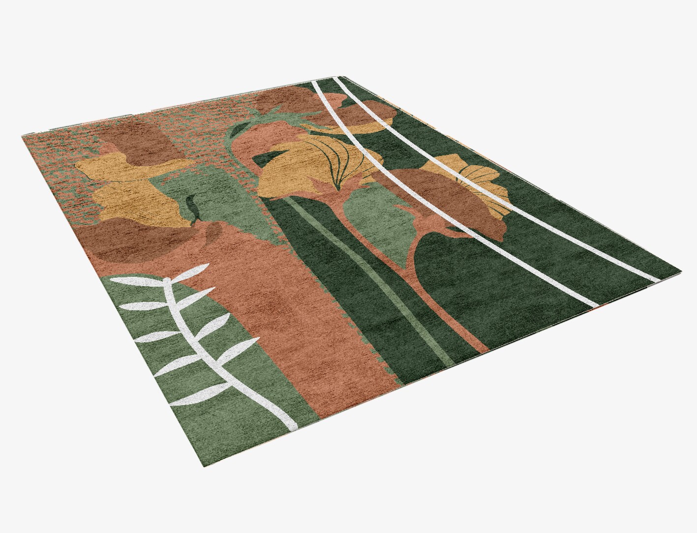 Calotropis Field of Flowers Rectangle Hand Knotted Bamboo Silk Custom Rug by Rug Artisan