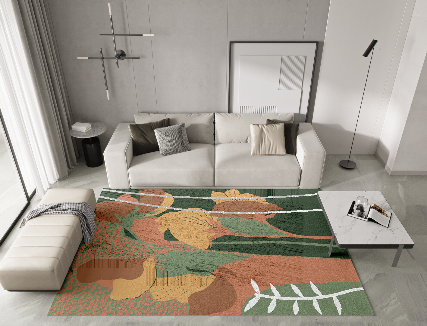 Calotropis Field of Flowers Rectangle Hand Knotted Bamboo Silk Custom Rug by Rug Artisan
