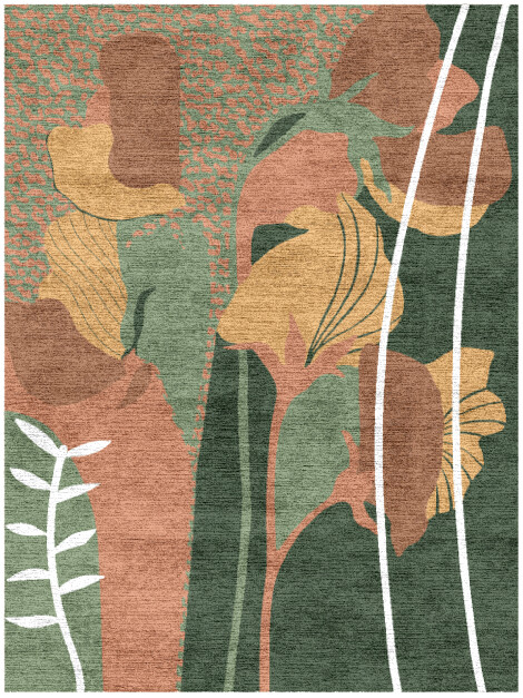 Calotropis Field of Flowers Rectangle Hand Knotted Bamboo Silk Custom Rug by Rug Artisan