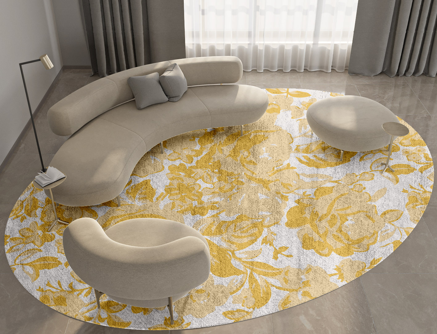 Caltha Floral Oval Hand Knotted Bamboo Silk Custom Rug by Rug Artisan
