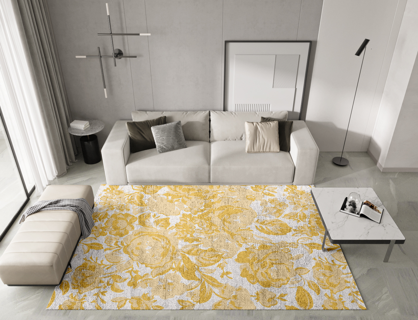 Caltha Floral Rectangle Hand Knotted Bamboo Silk Custom Rug by Rug Artisan