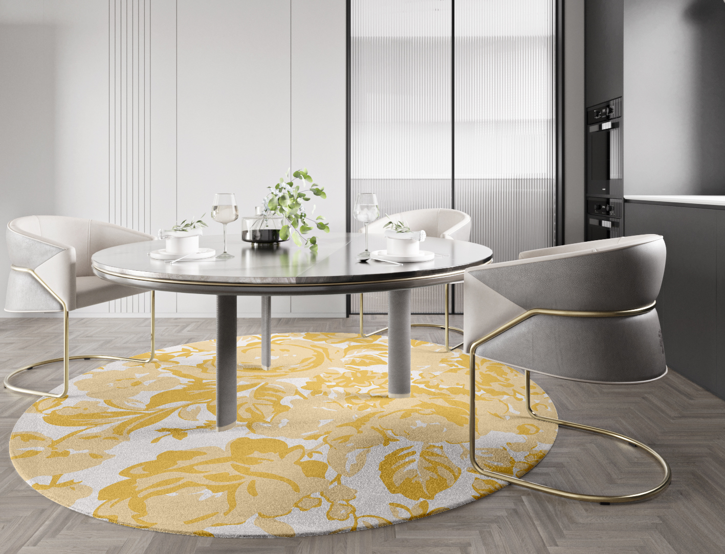 Caltha Floral Round Hand Knotted Tibetan Wool Custom Rug by Rug Artisan