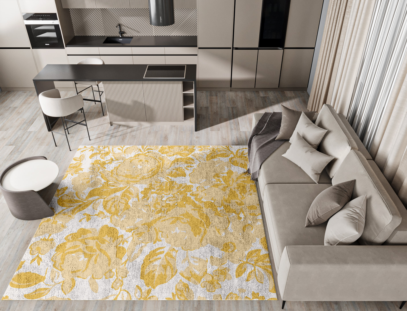 Caltha Floral Square Hand Knotted Bamboo Silk Custom Rug by Rug Artisan
