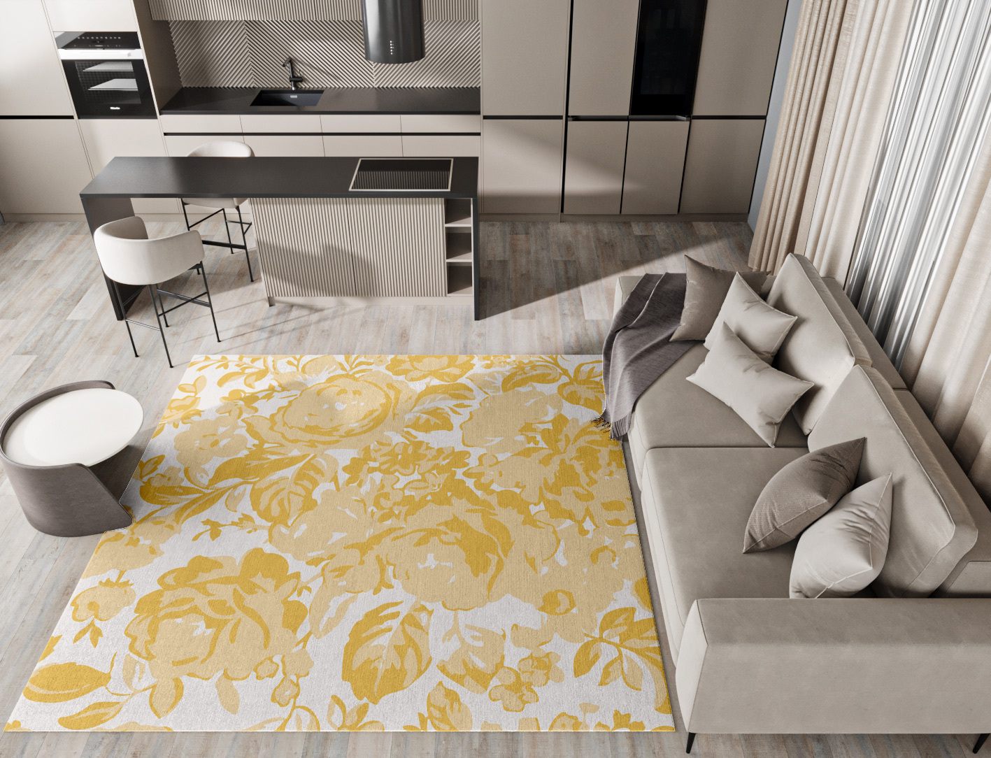 Caltha Floral Square Hand Knotted Tibetan Wool Custom Rug by Rug Artisan