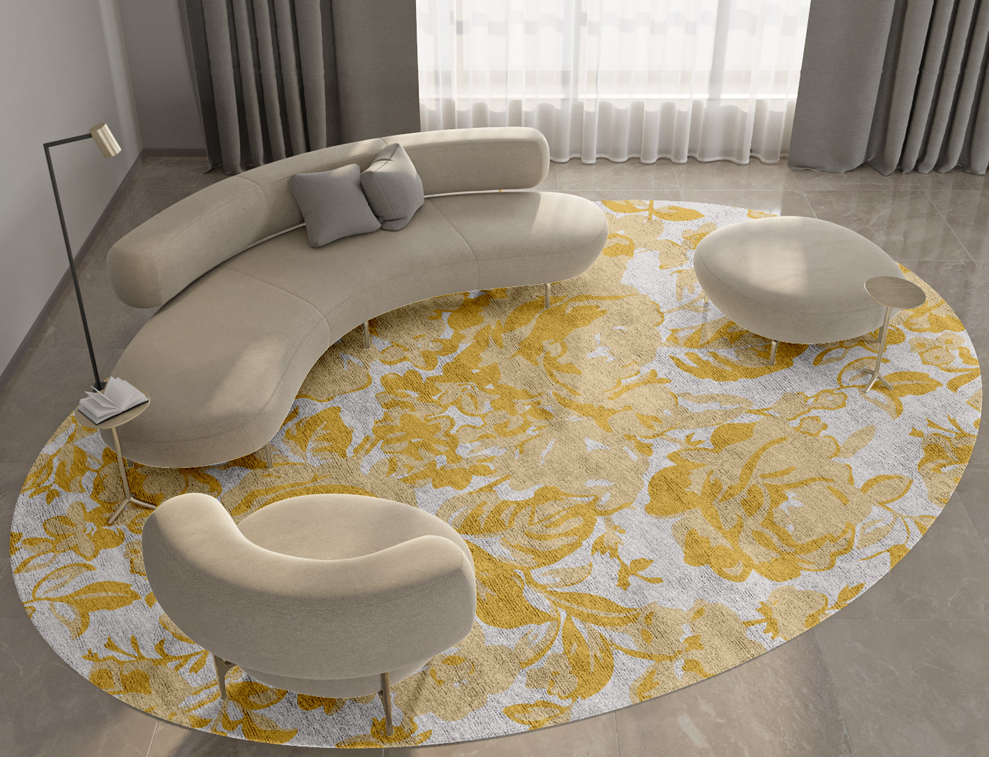 Caltha Floral Oval Hand Tufted Bamboo Silk Custom Rug by Rug Artisan