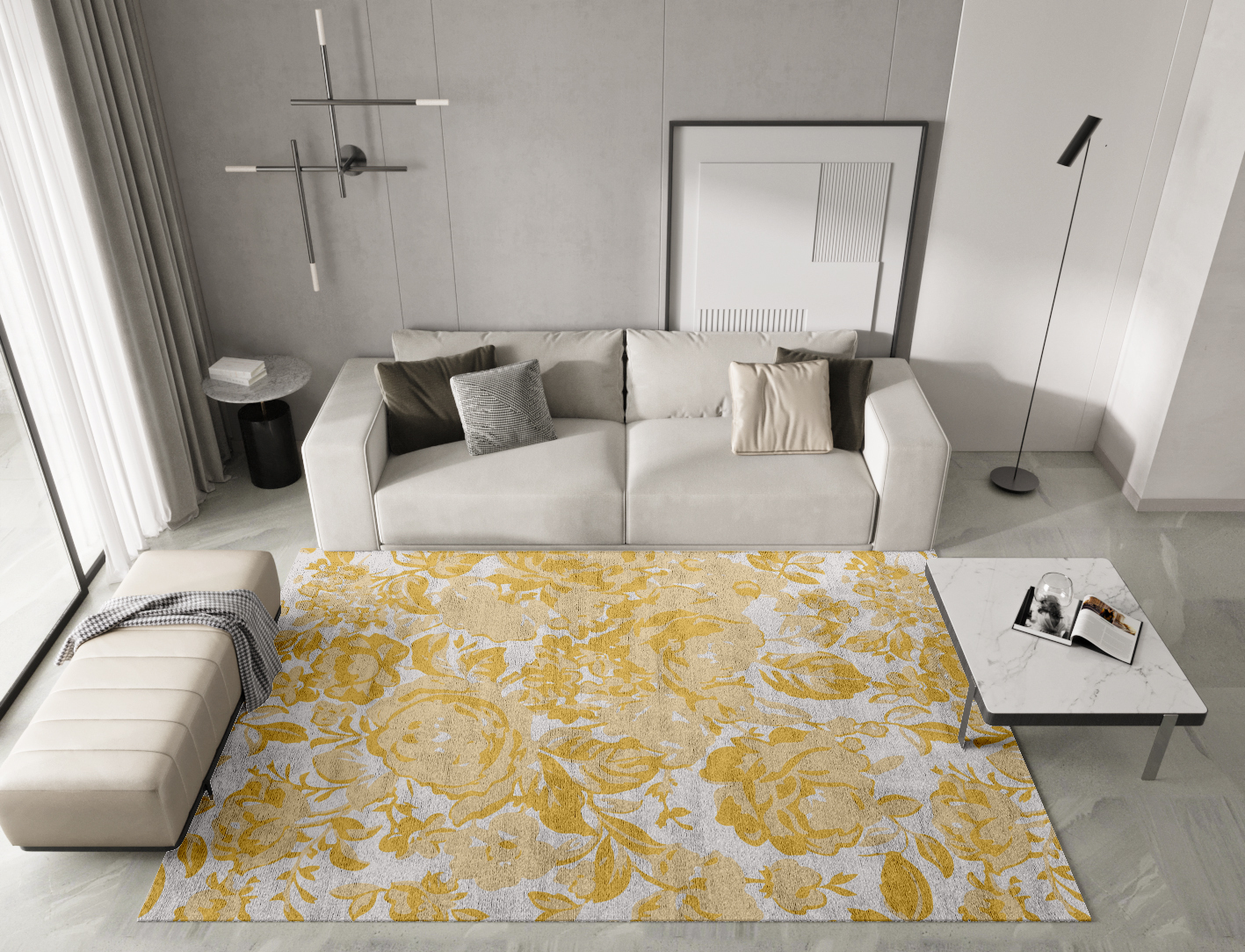 Caltha Floral Rectangle Hand Tufted Bamboo Silk Custom Rug by Rug Artisan