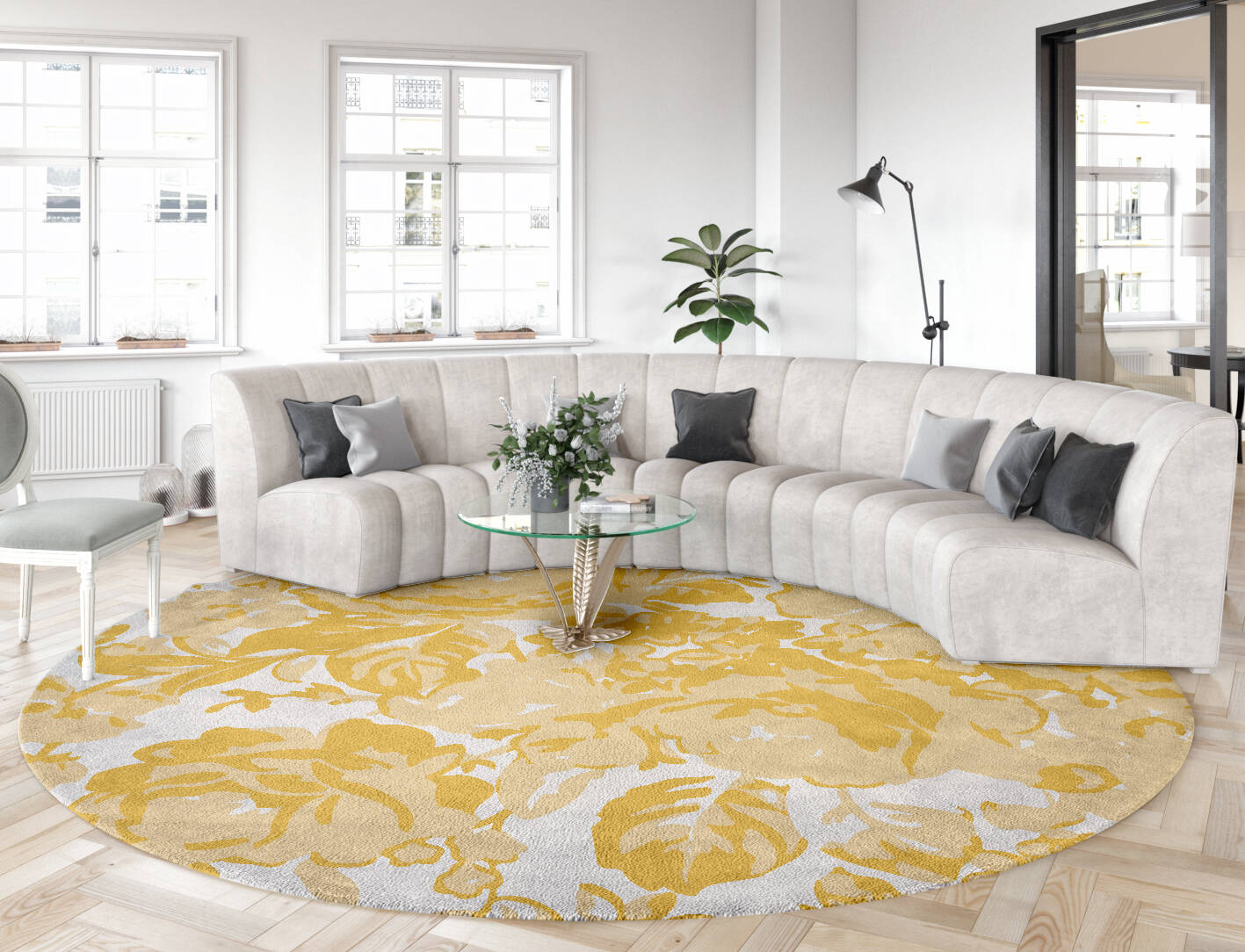 Caltha Floral Round Hand Tufted Pure Wool Custom Rug by Rug Artisan
