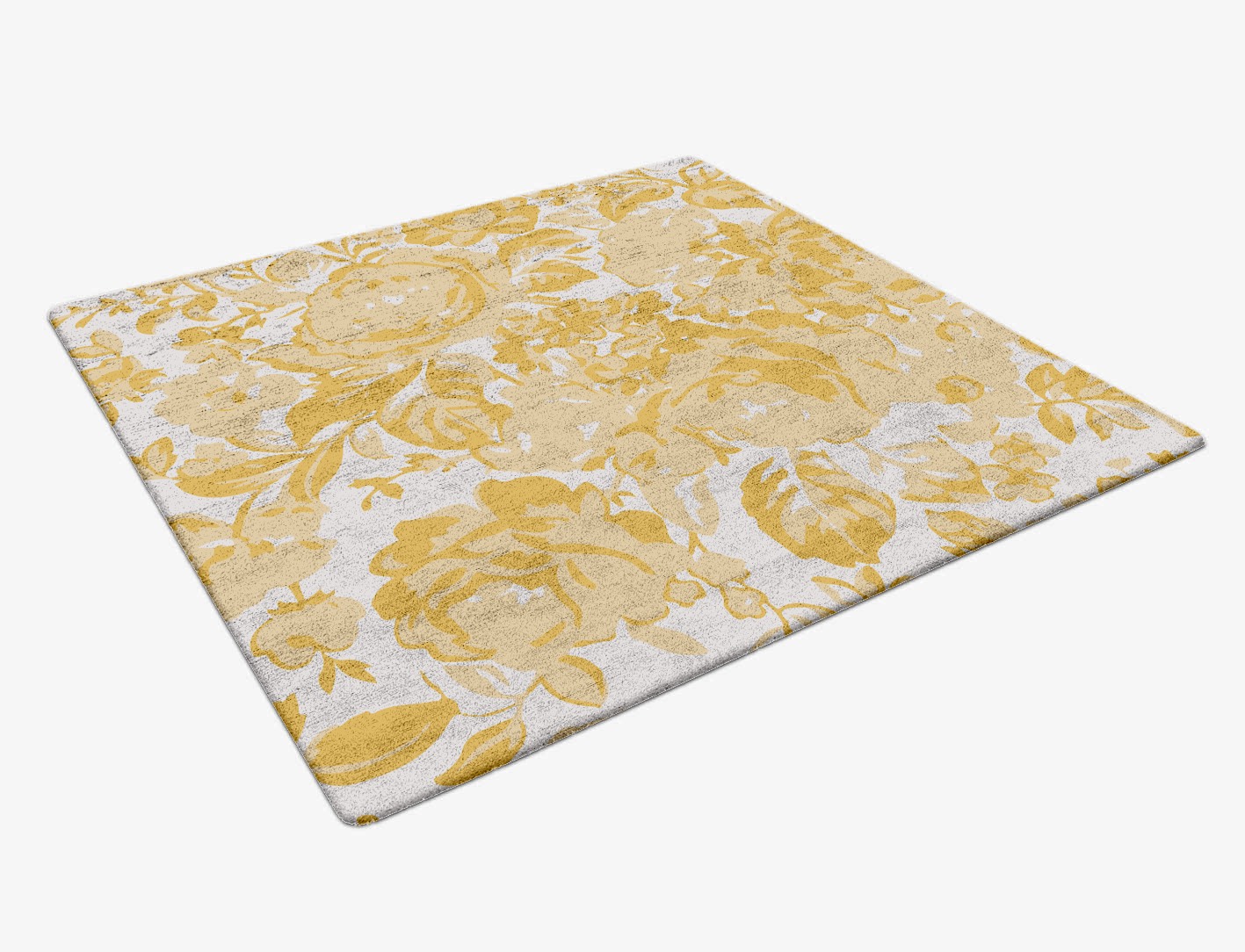 Caltha Floral Square Hand Tufted Bamboo Silk Custom Rug by Rug Artisan