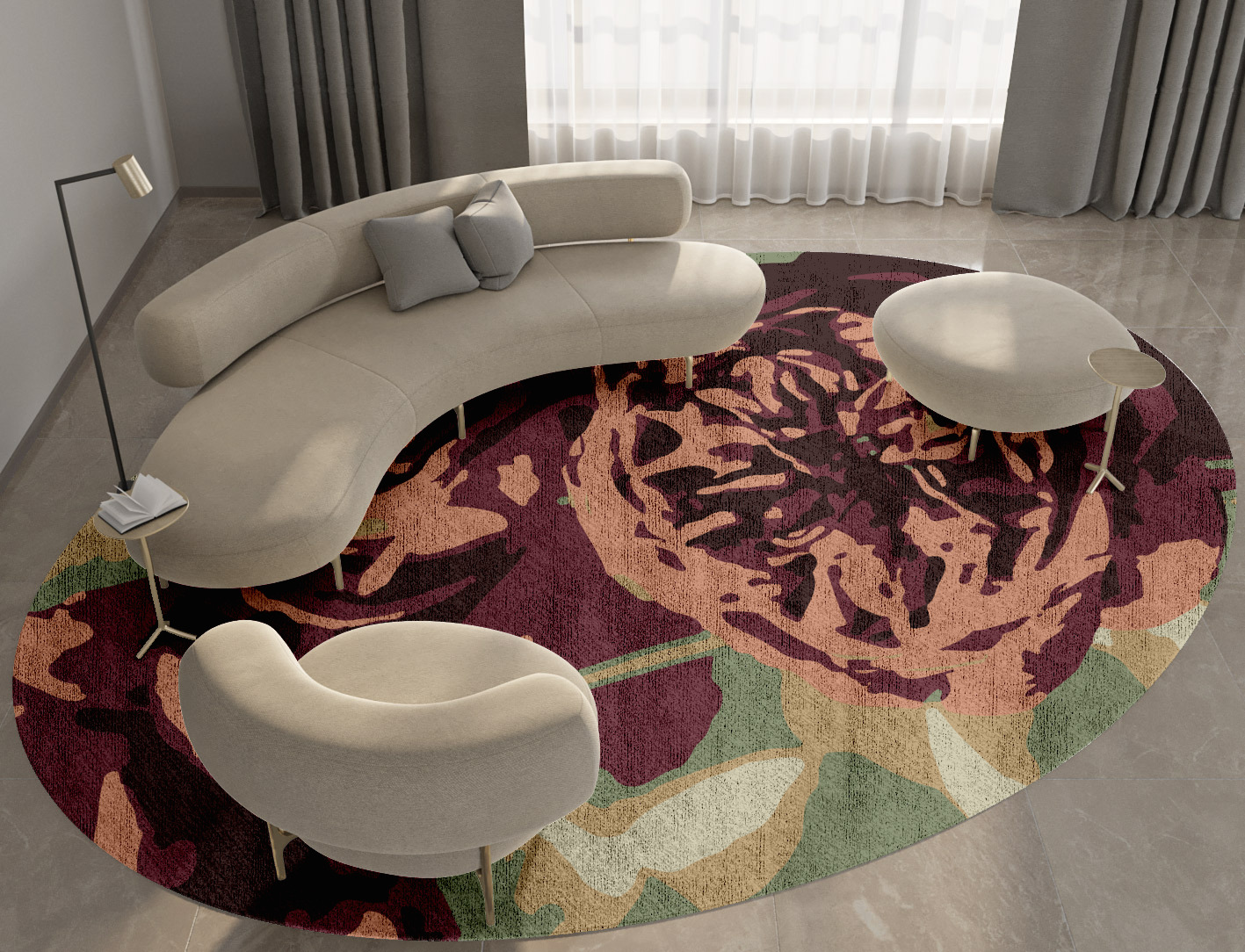 Camille Floral Oval Hand Knotted Bamboo Silk Custom Rug by Rug Artisan