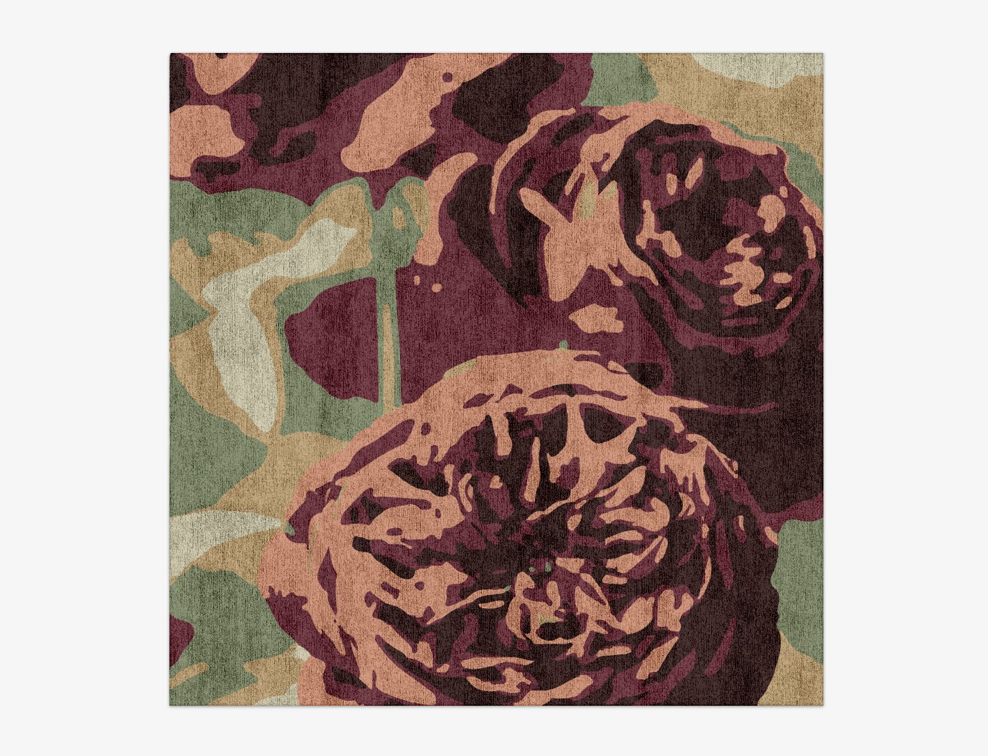 Camille Floral Square Hand Knotted Bamboo Silk Custom Rug by Rug Artisan