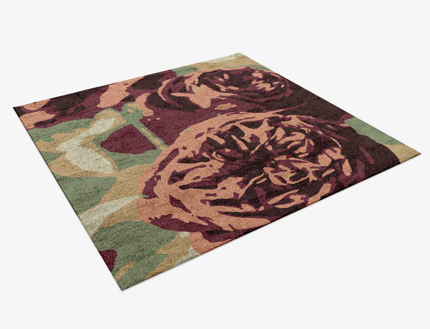 Camille Floral Square Hand Knotted Bamboo Silk Custom Rug by Rug Artisan