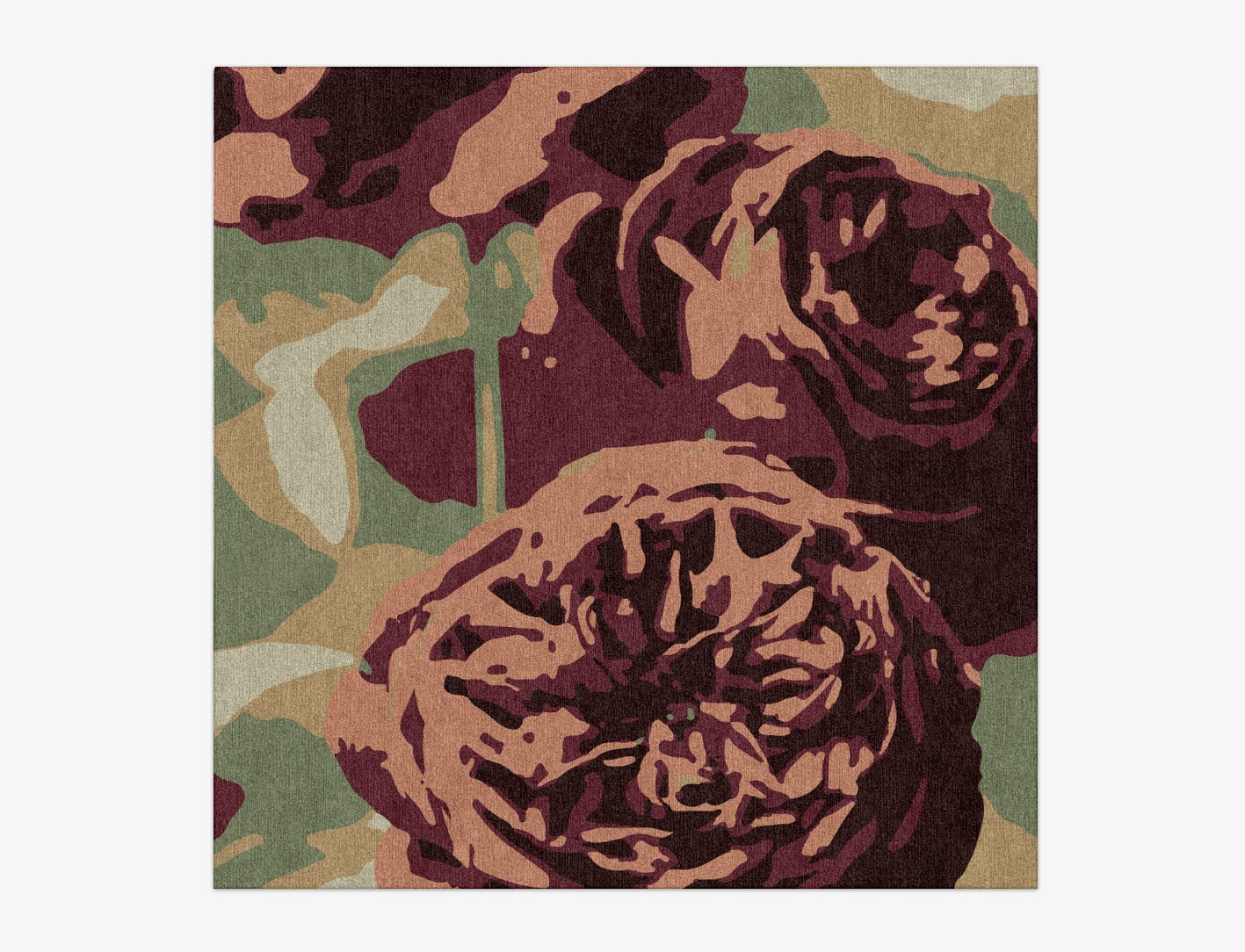 Camille Floral Square Hand Knotted Tibetan Wool Custom Rug by Rug Artisan