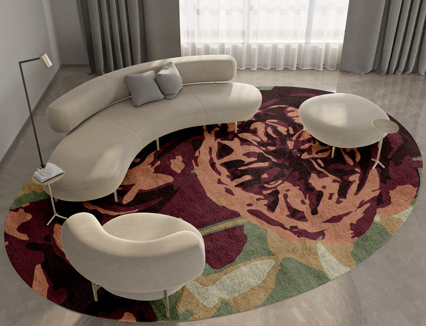 Camille Floral Oval Hand Tufted Bamboo Silk Custom Rug by Rug Artisan