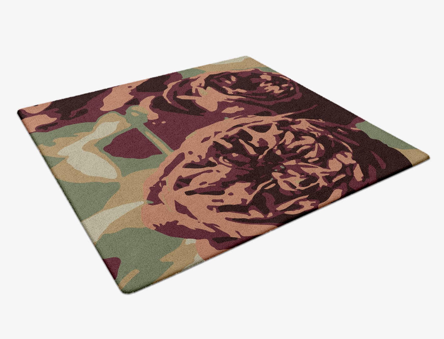 Camille Floral Square Hand Tufted Pure Wool Custom Rug by Rug Artisan