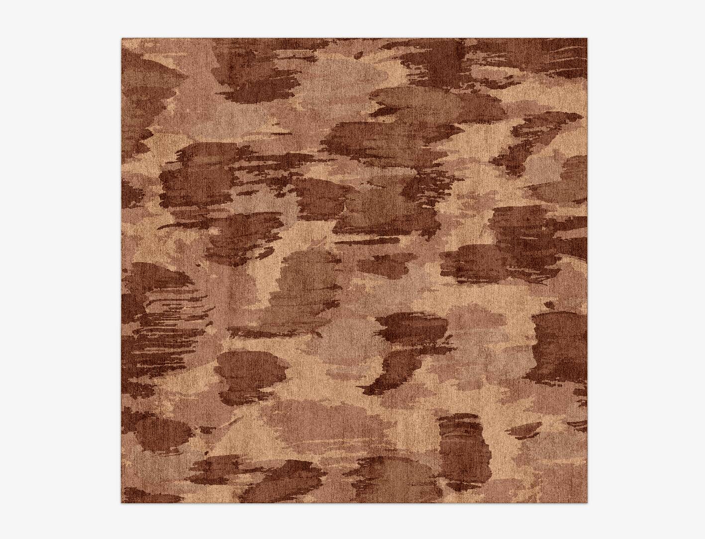 Camo Brush Strokes Square Hand Knotted Bamboo Silk Custom Rug by Rug Artisan