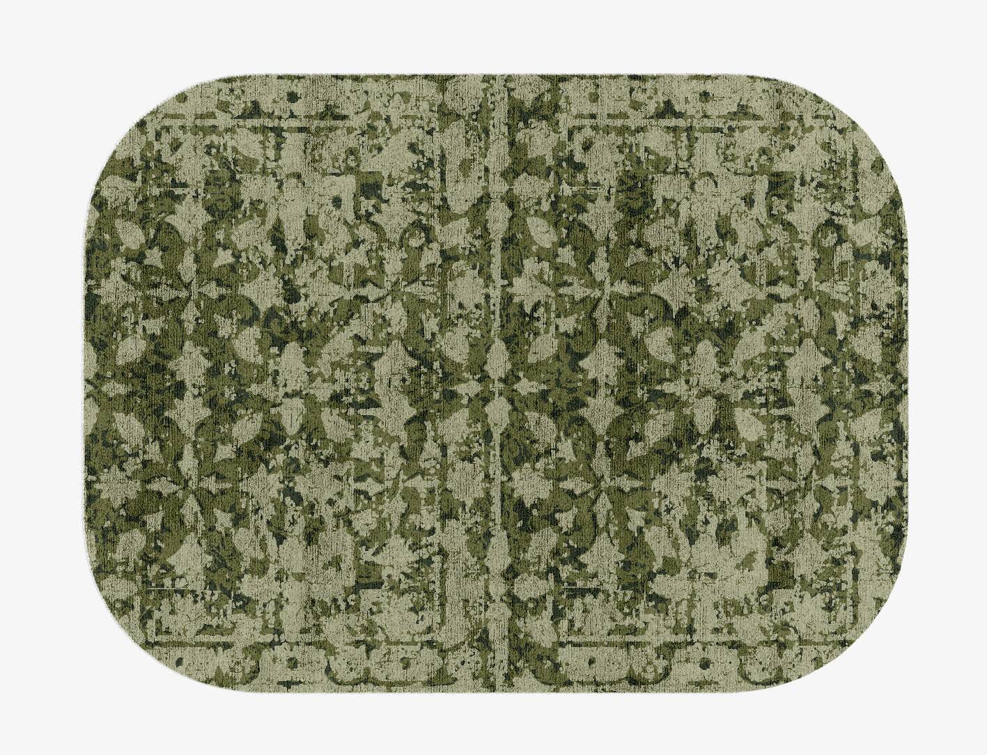 Camo Flowers Vintage Oblong Hand Knotted Bamboo Silk Custom Rug by Rug Artisan