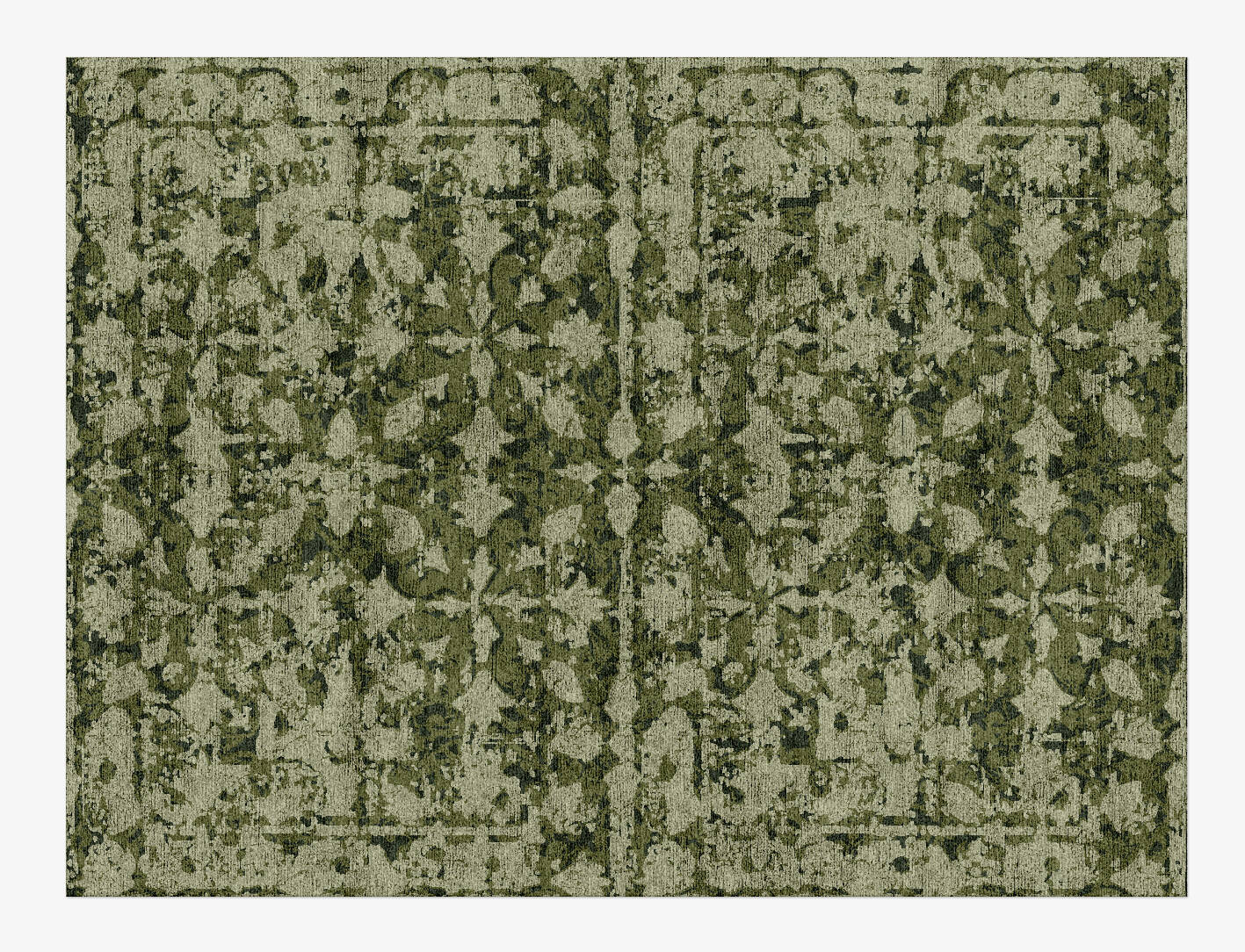 Camo Flowers Vintage Rectangle Hand Knotted Bamboo Silk Custom Rug by Rug Artisan
