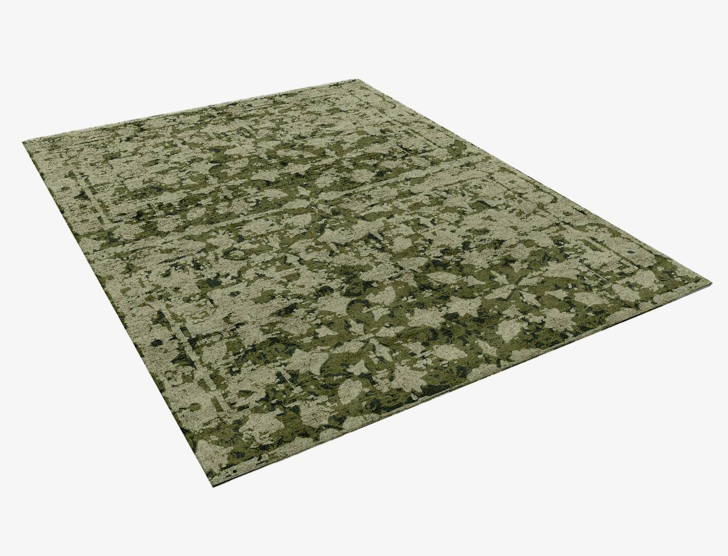 Camo Flowers Vintage Rectangle Hand Knotted Bamboo Silk Custom Rug by Rug Artisan