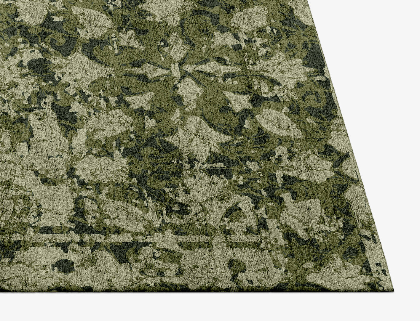 Camo Flowers Vintage Rectangle Hand Knotted Bamboo Silk Custom Rug by Rug Artisan