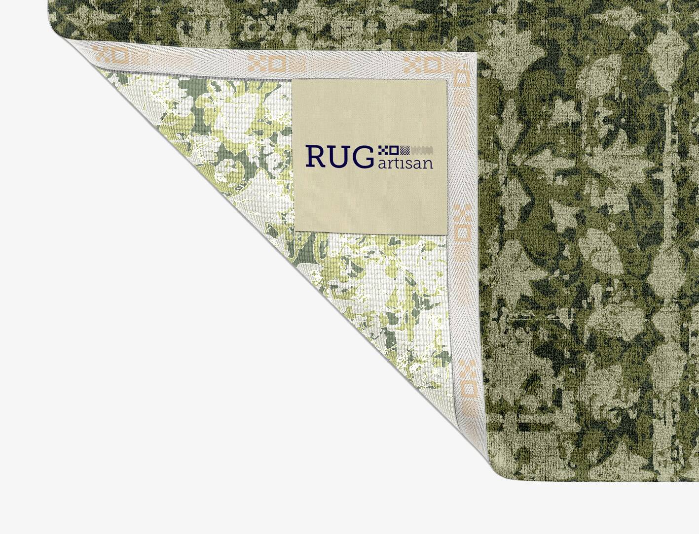 Camo Flowers Vintage Rectangle Hand Knotted Bamboo Silk Custom Rug by Rug Artisan