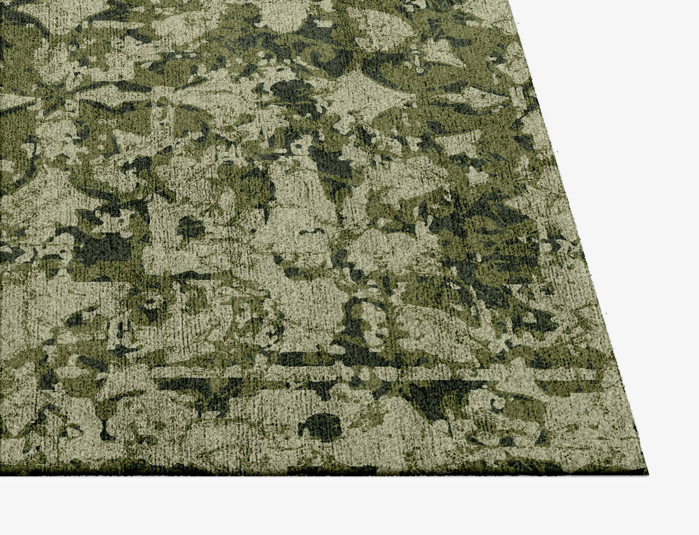 Camo Flowers Vintage Square Hand Knotted Bamboo Silk Custom Rug by Rug Artisan