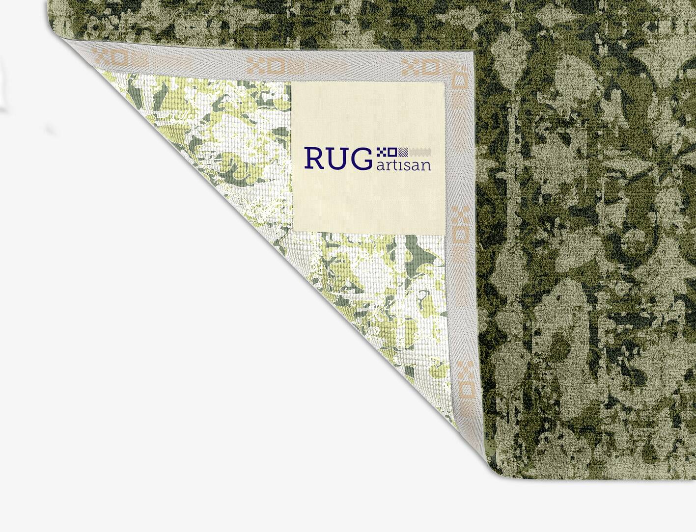 Camo Flowers Vintage Square Hand Knotted Bamboo Silk Custom Rug by Rug Artisan