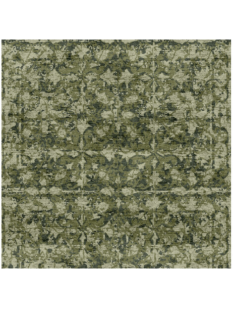 Camo Flowers Vintage Square Hand Knotted Bamboo Silk Custom Rug by Rug Artisan