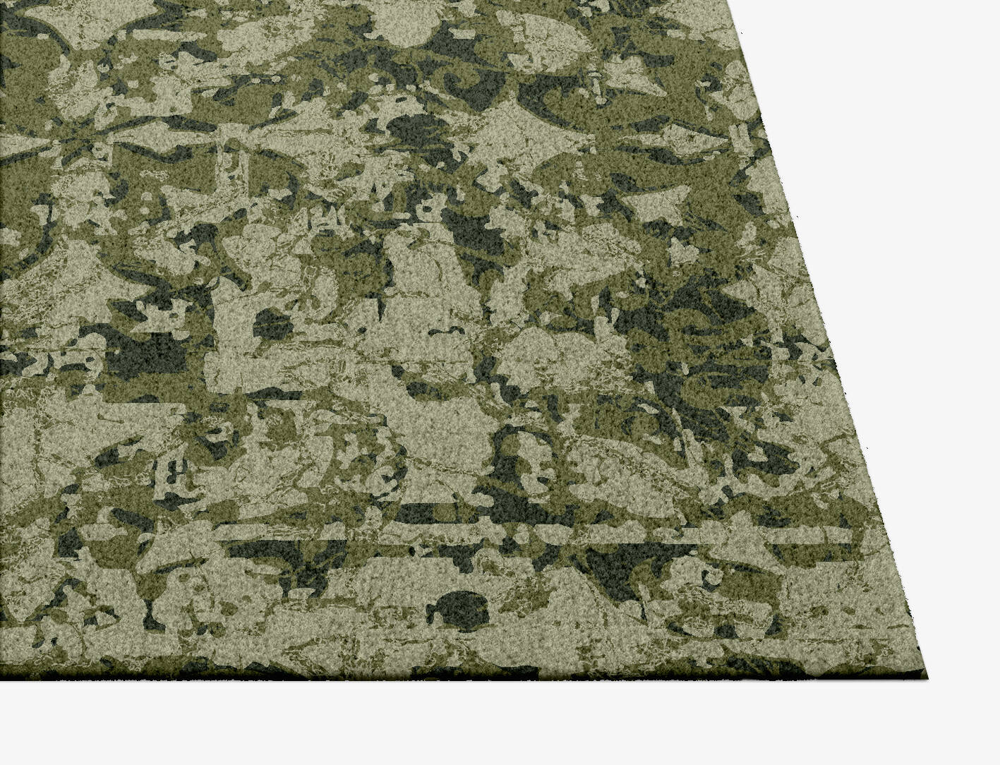 Camo Flowers Vintage Square Hand Knotted Tibetan Wool Custom Rug by Rug Artisan