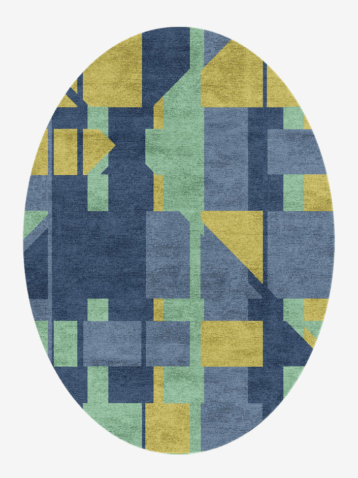 Camouflage Kids Oval Hand Knotted Bamboo Silk Custom Rug by Rug Artisan