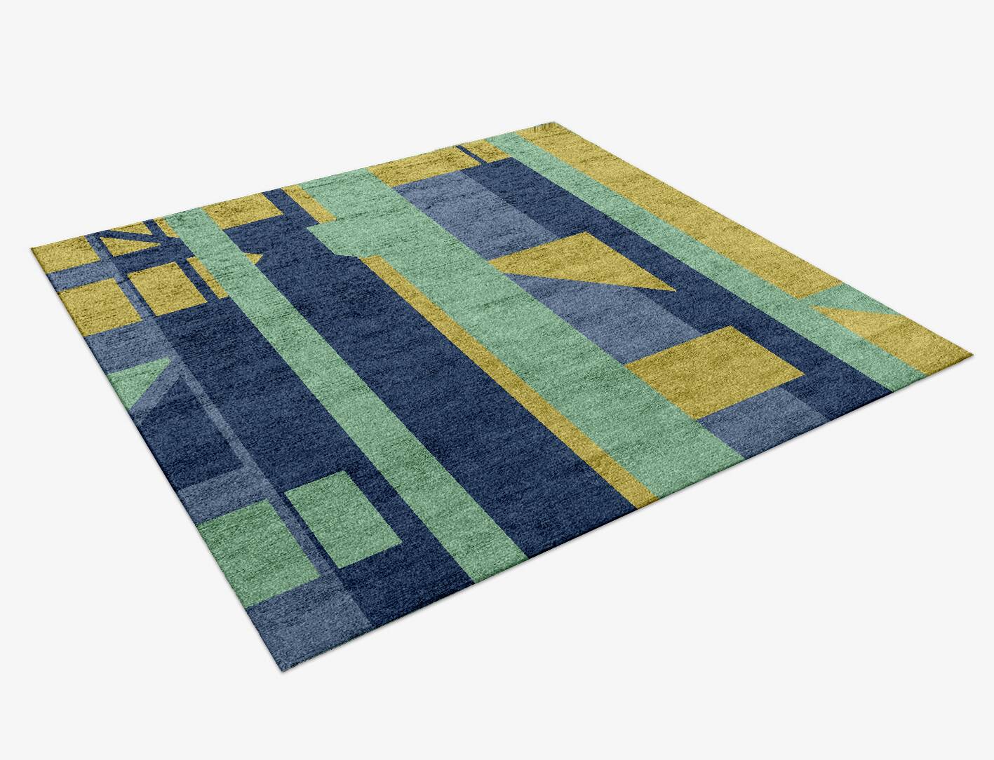 Camouflage Kids Square Hand Knotted Bamboo Silk Custom Rug by Rug Artisan