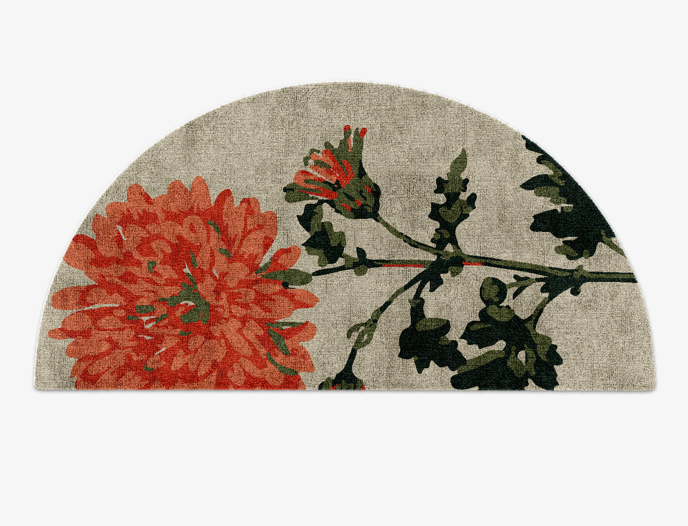 Candytuft Floral Halfmoon Hand Knotted Bamboo Silk Custom Rug by Rug Artisan