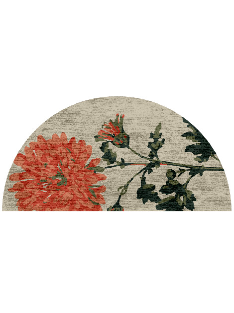 Candytuft Floral Halfmoon Hand Knotted Bamboo Silk Custom Rug by Rug Artisan