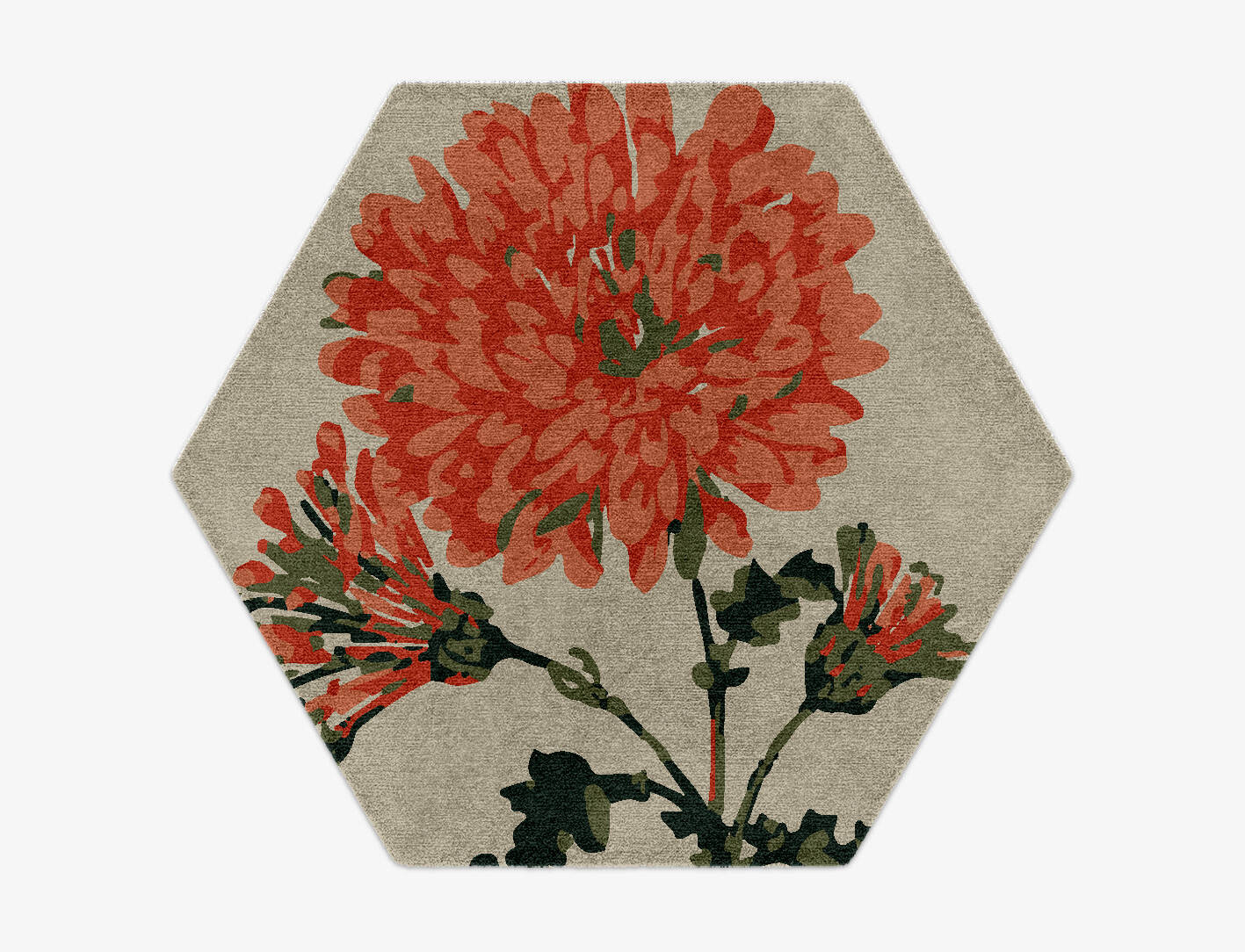 Candytuft Floral Hexagon Hand Knotted Tibetan Wool Custom Rug by Rug Artisan