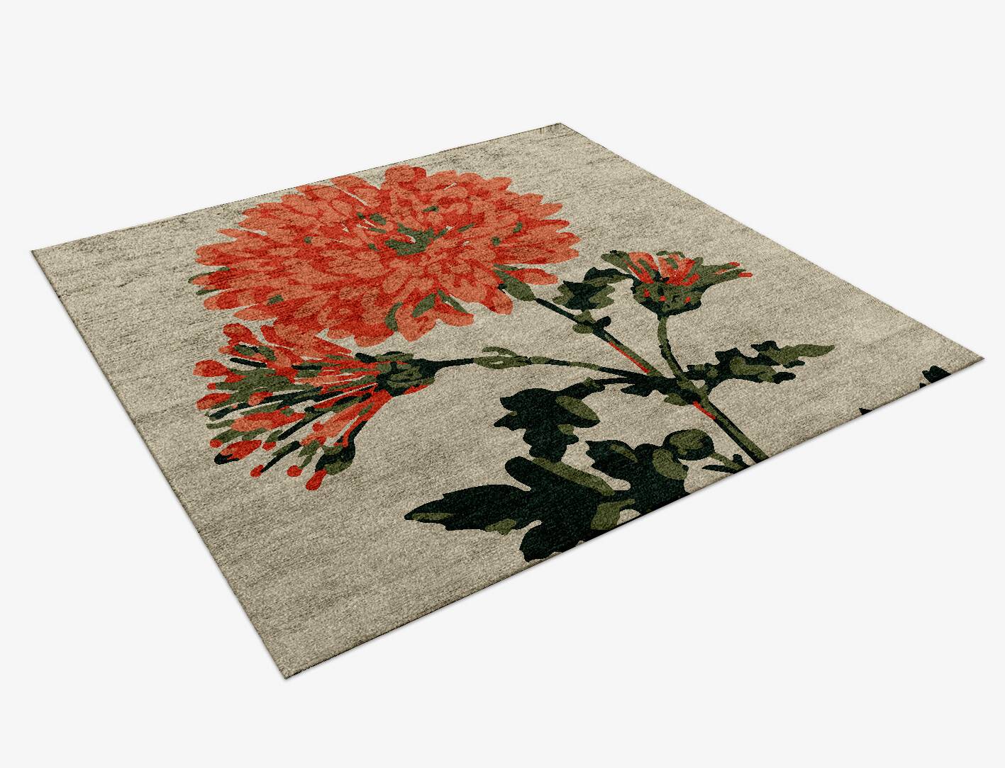 Candytuft Floral Square Hand Knotted Bamboo Silk Custom Rug by Rug Artisan