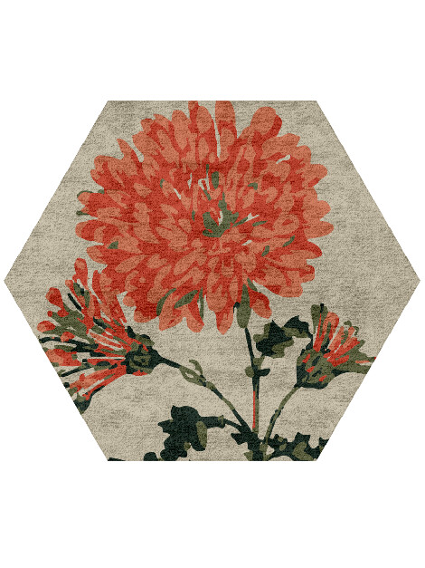 Candytuft Floral Hexagon Hand Tufted Bamboo Silk Custom Rug by Rug Artisan