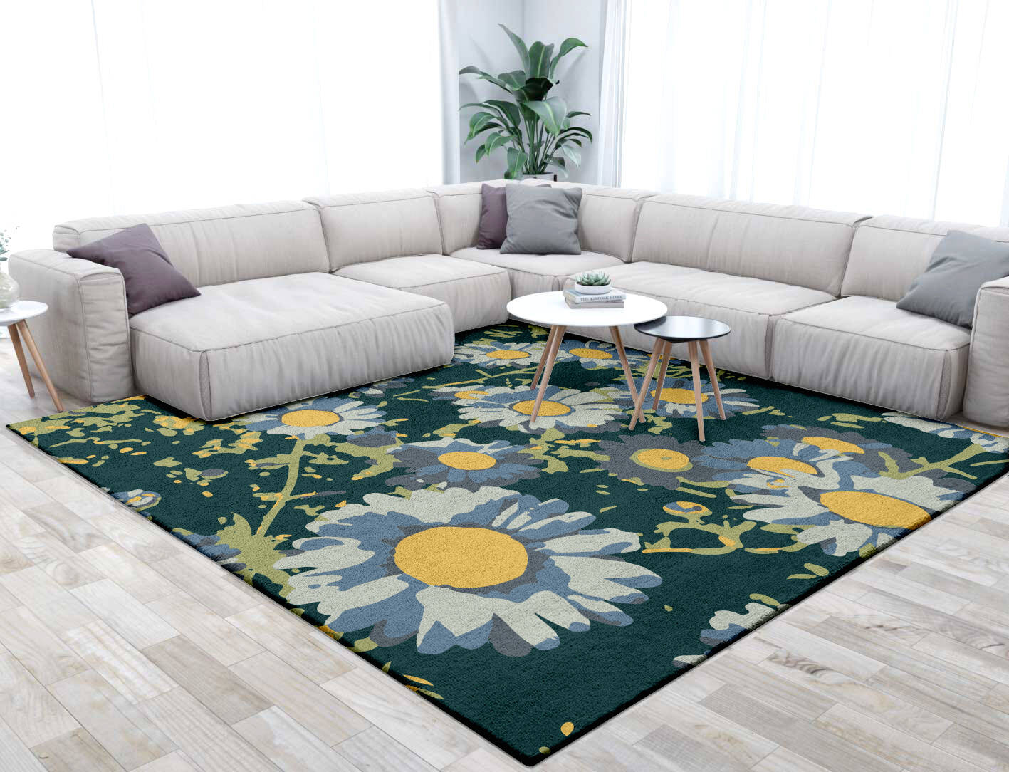 Canopy Floral Square Hand Tufted Pure Wool Custom Rug by Rug Artisan