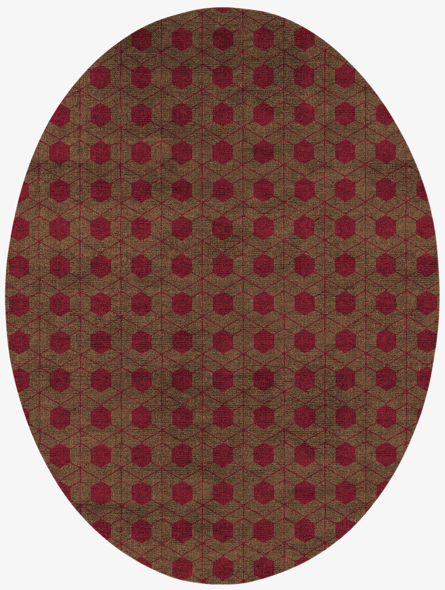 Carmine Geometric Oval Flatweave Bamboo Silk Custom Rug by Rug Artisan